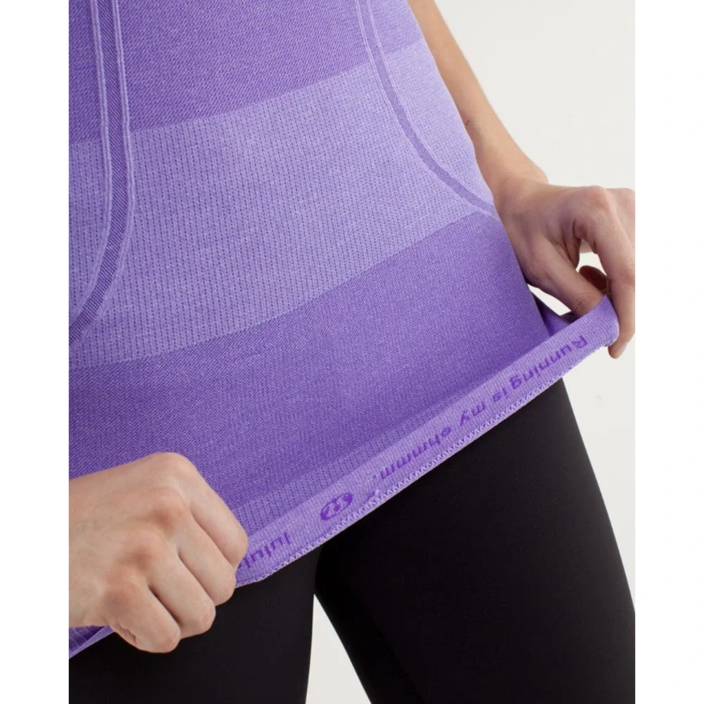 Lululemon Run Swiftly V Neck Short Sleeve Top Purple 8